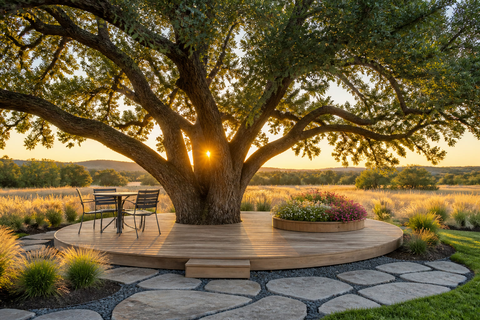 HUB Salado courtyard and live oak